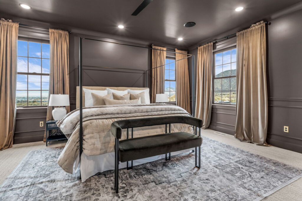 Custom home exterior with mountain views — custom home builder Utah County